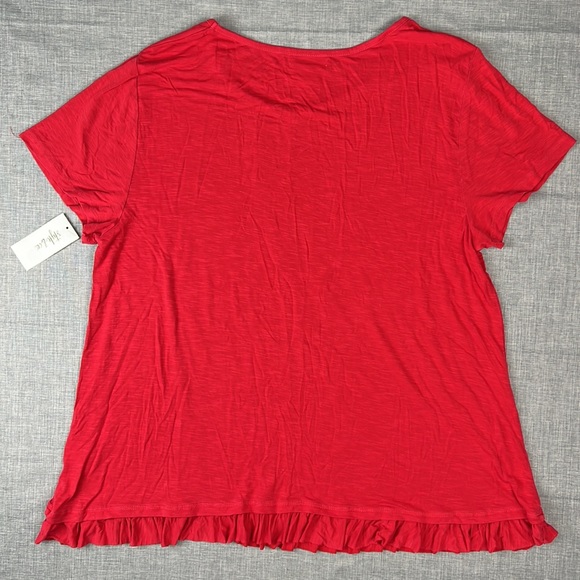 Style & Co Red Ruffle Hem Short Sleeve Top XL - Picture 5 of 5